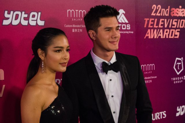 Thai actress Stephany Auernig and Thai actor Mick Thongraya at the red carpet.