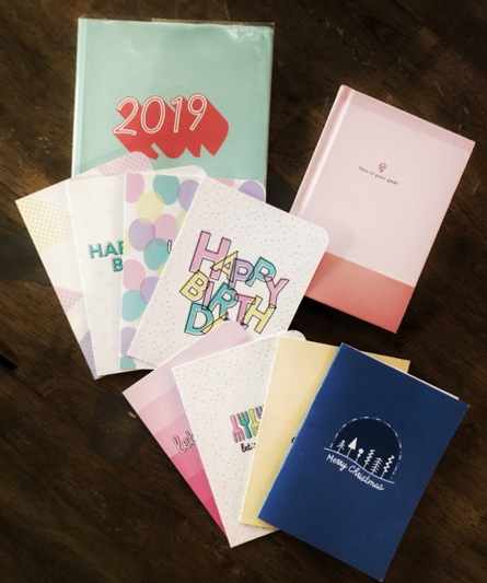 planners, birthday and christmas cards