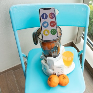 An image of an Iphone inside a blender