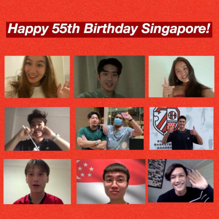 A screengrab showing various people saying Happy Birthday to Singapore