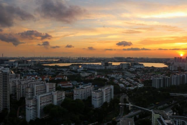 esidents and visitors at Block 445B, Clementi Crest, can enjoy this beautiful view at sunset.