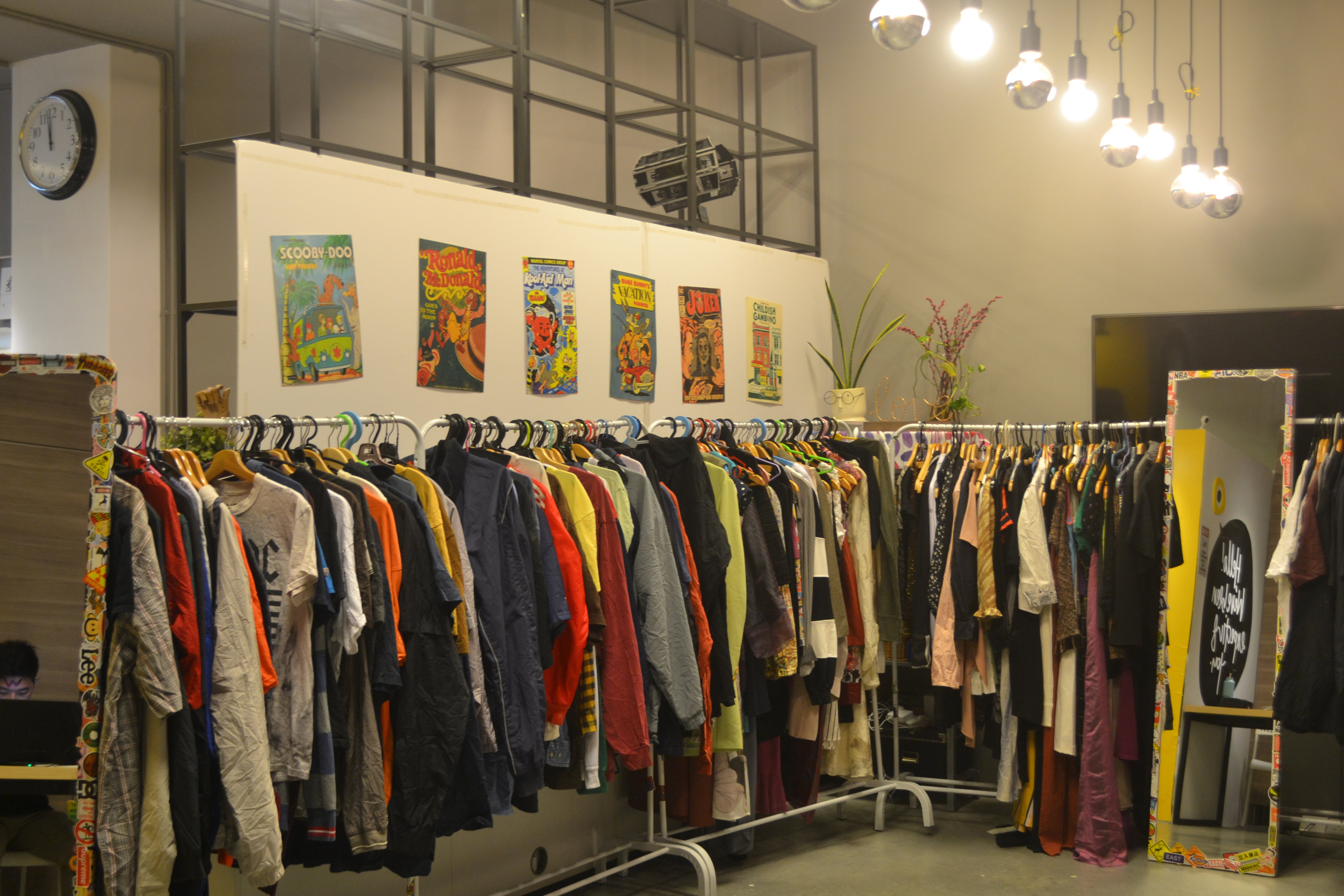 The range of apparel displayed can be seen as soon as one enters the store. 