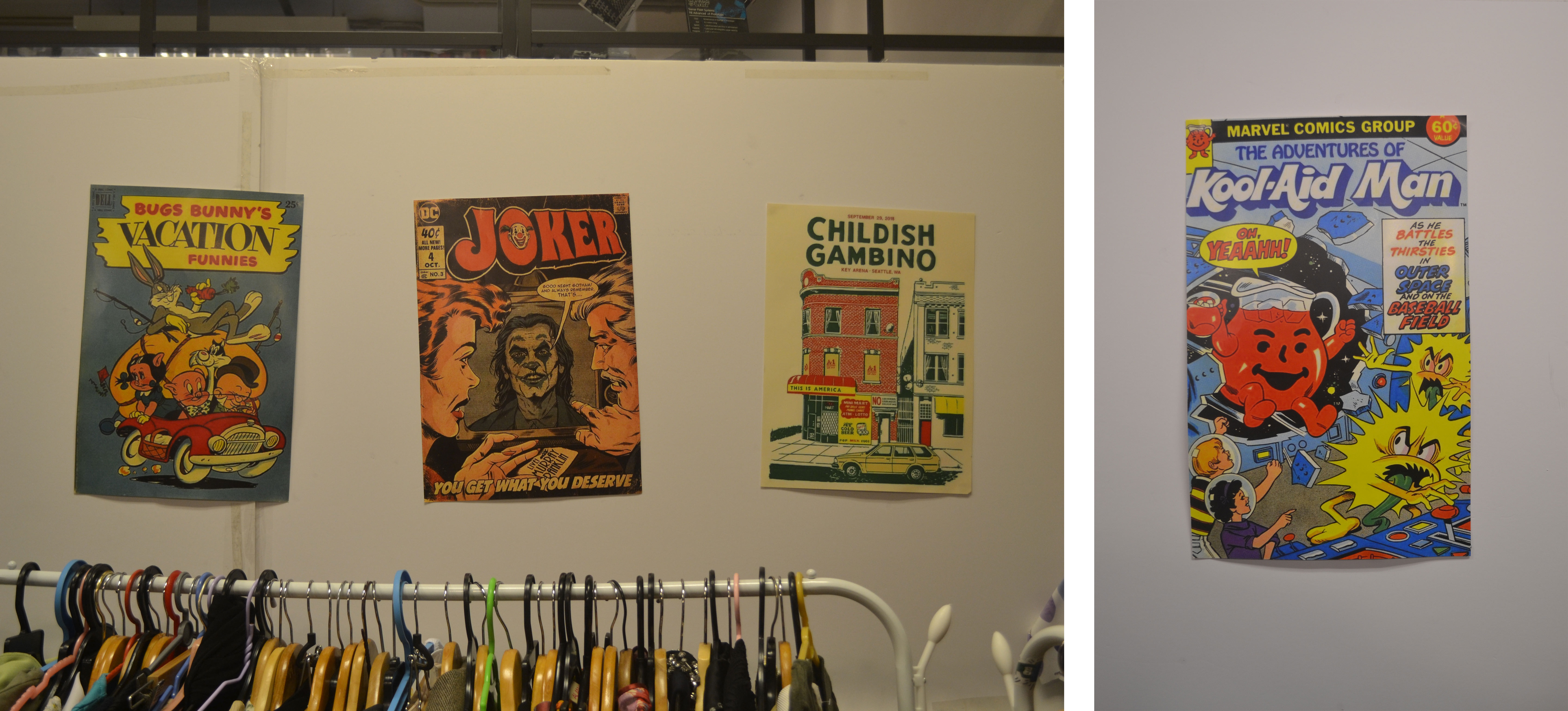 Vintage posters were displayed on the walls throughout the store. 
