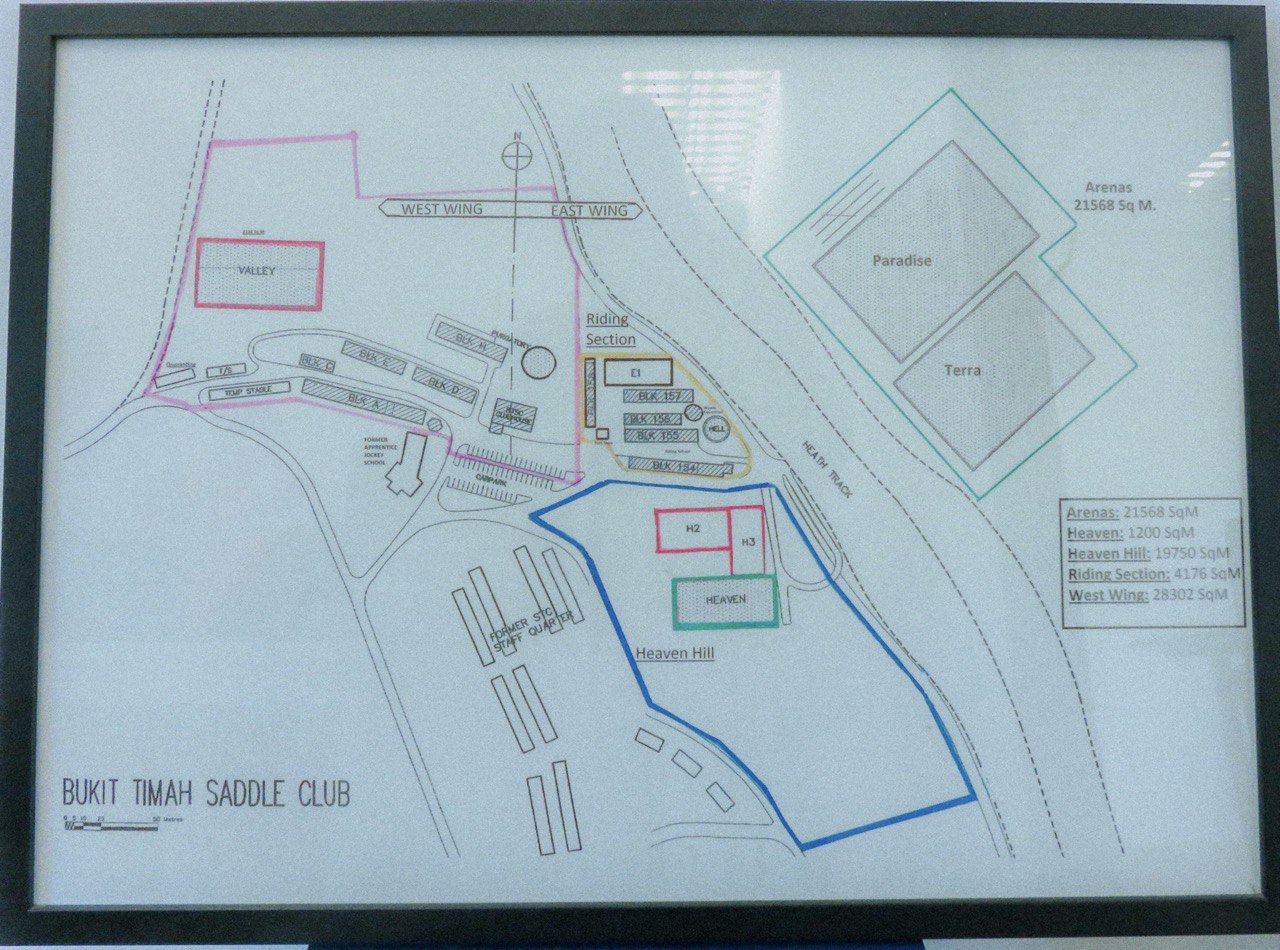 A map of the former Bukit Timah Saddle Club location near fairway drive. 