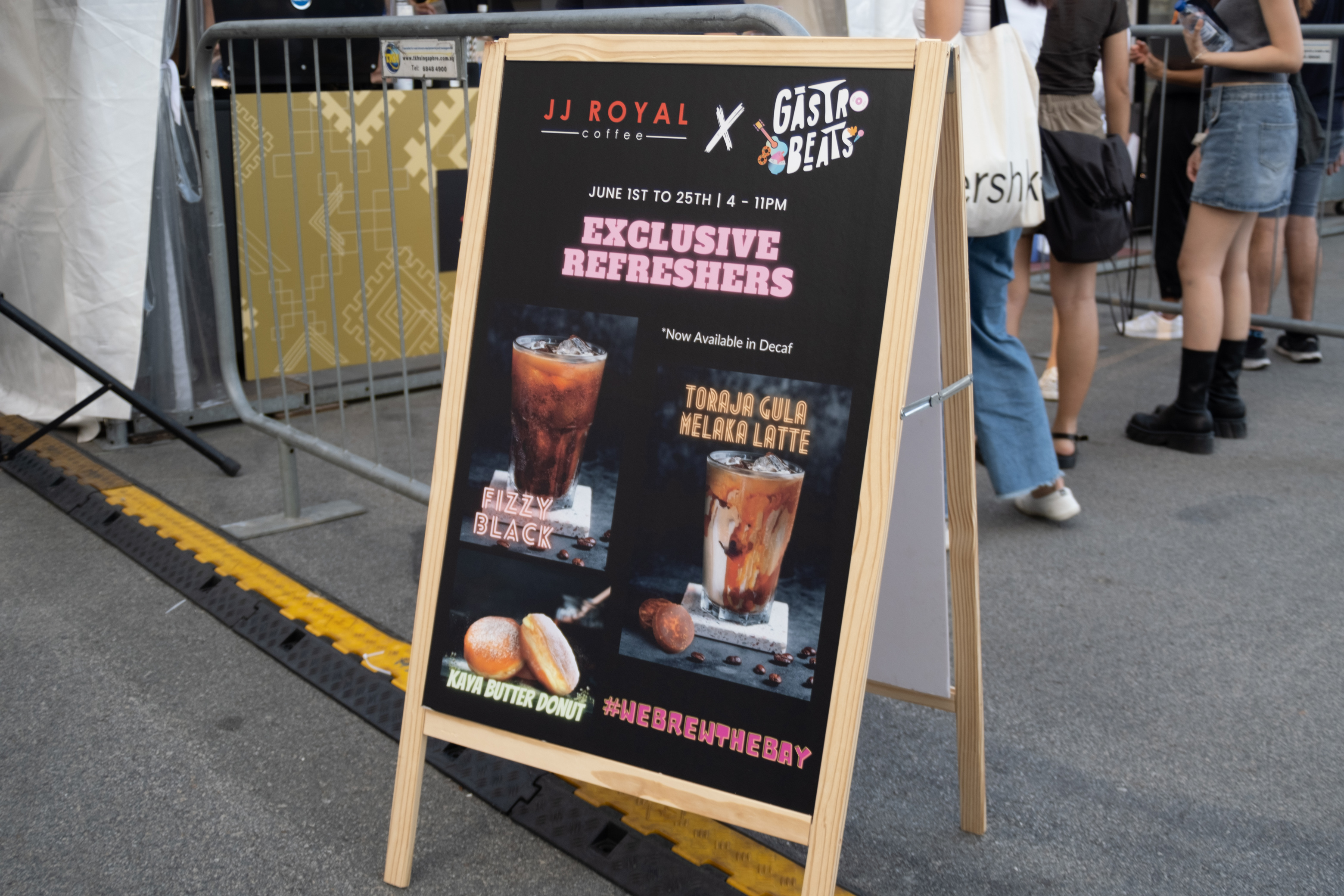JJ Royal Coffee’s signboard of their exclusive drinks for GastroBeats 2023.